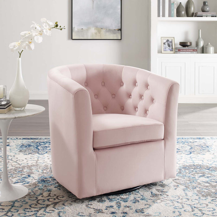 Prospect Tufted Velvet Swivel Armchair - Modern Comfort with Stain-Resistant Upholstery & Style