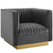 Modway Sanguine 3 Piece Vertical Channel Tufted Upholstered Performance... Living Room Furniture in Blue - Detail View