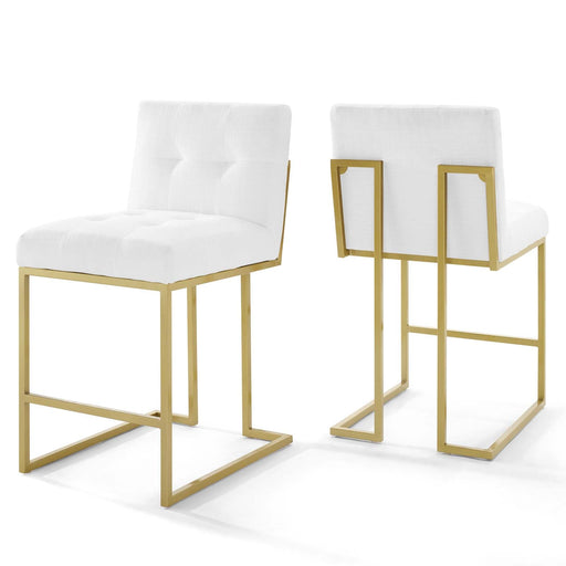 Modway Privy Gold Stainless Steel Upholstered Fabric Counter Stool Set of 2 Living Room Furniture - View 11