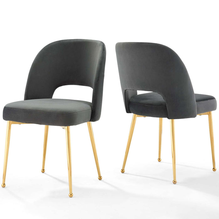 Modway Rouse Dining Room Side Chair Set of 2 in Blue - Side View