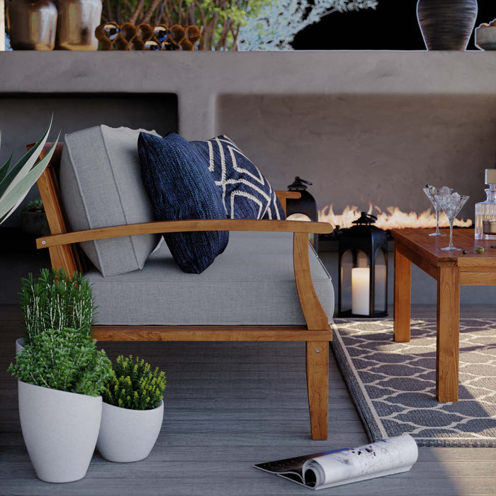 Marina Outdoor Patio Teak Sofa Natural Gray
