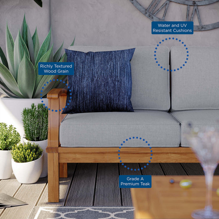 Marina Outdoor Patio Teak Sofa Natural Gray