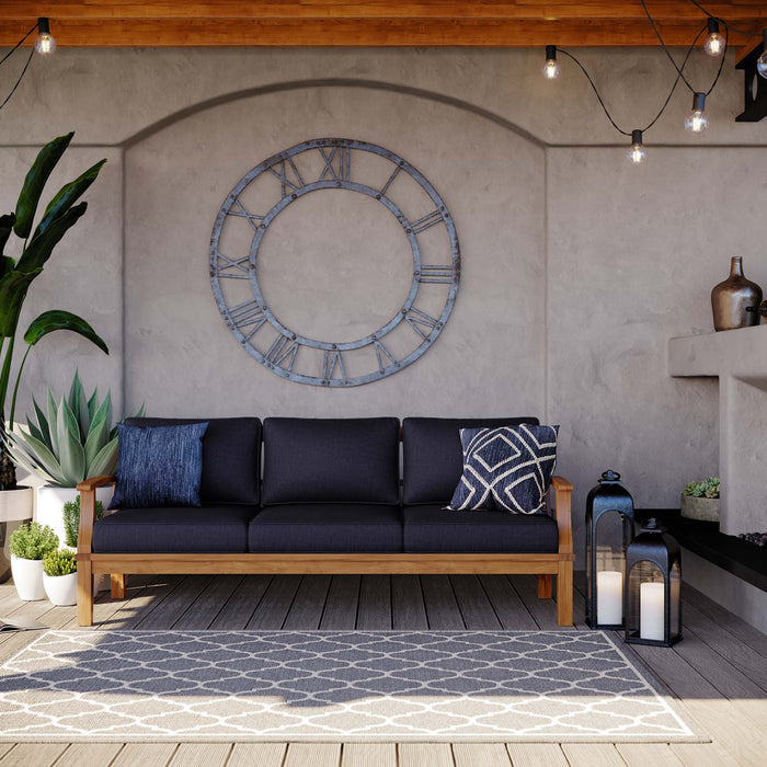Marina Outdoor Patio Teak Sofa Natural Navy