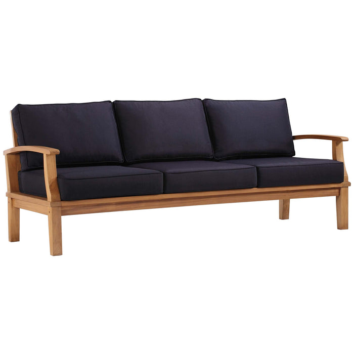 Marina Outdoor Patio Teak Sofa Natural Navy
