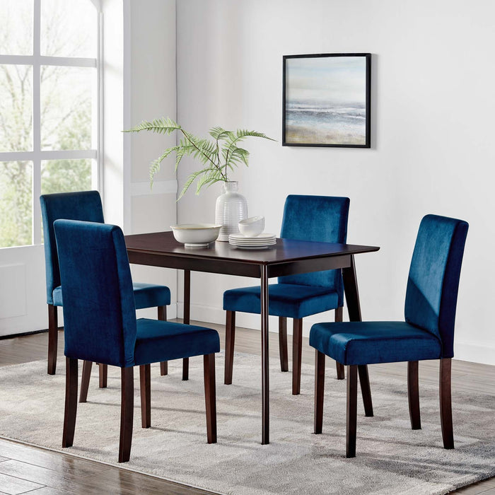Prosper 5 Piece Upholstered Velvet Dining Set Cappuccino Navy