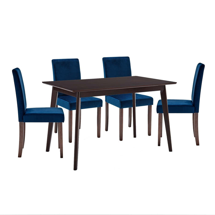 Prosper 5 Piece Upholstered Velvet Dining Set Cappuccino Navy