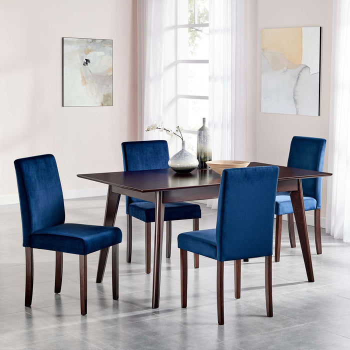 Prosper 5 Piece Upholstered Velvet Dining Set Cappuccino Navy