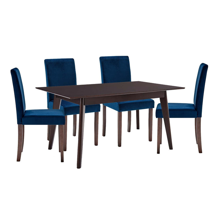 Prosper 5 Piece Upholstered Velvet Dining Set Cappuccino Navy