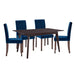 Prosper 5 Piece Upholstered Velvet Dining Set Cappuccino Navy