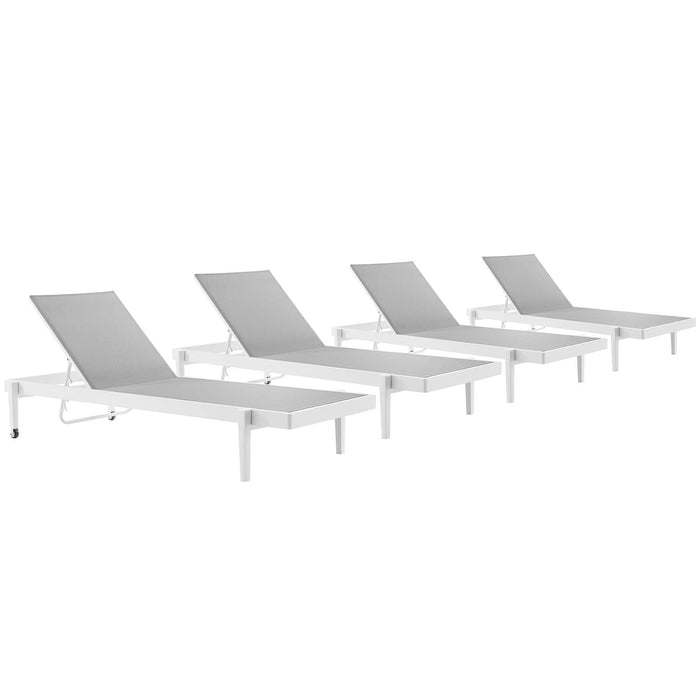 Charleston Outdoor Patio Aluminum Chaise Lounge Chair Set of 4 - alternate angle view