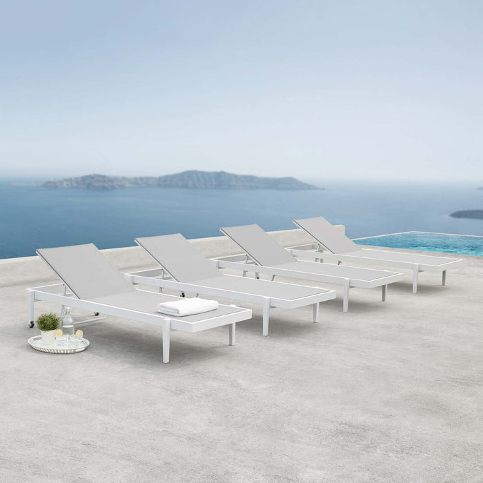 Charleston Outdoor Patio Aluminum Chaise Lounge Chair Set of 4 - Modway \outdoor\chaise lounges