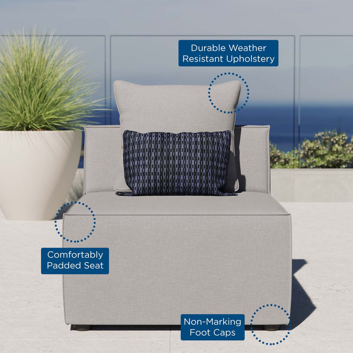 Saybrook Outdoor Patio Upholstered Sectional Sofa Armless Chair - detail close-up