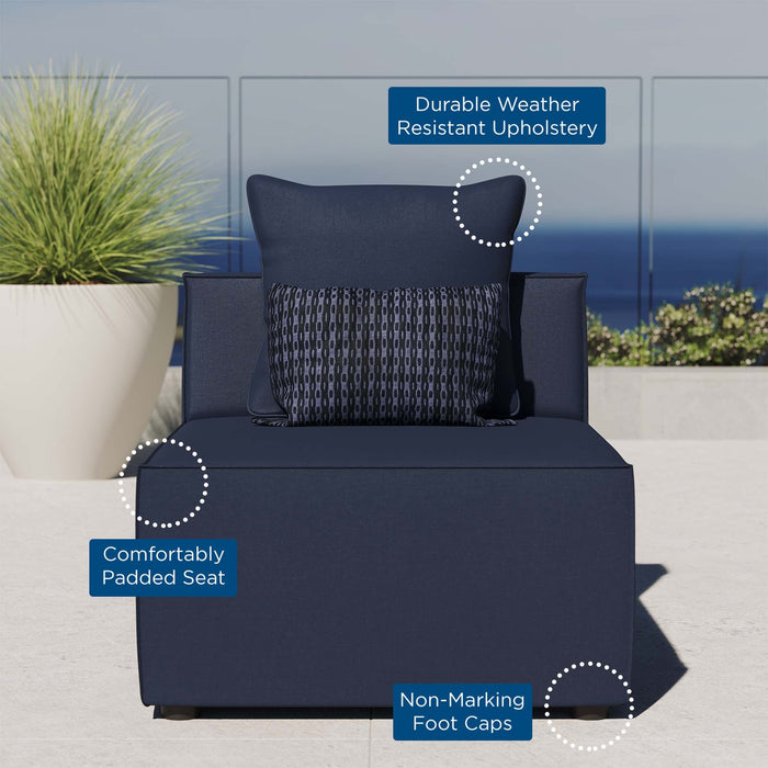 Saybrook Outdoor Patio Upholstered Sectional Sofa Armless Chair - view 10