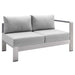 Shore Sunbrella® Fabric Aluminum Outdoor Patio Right-Arm Loveseat - alternate angle view