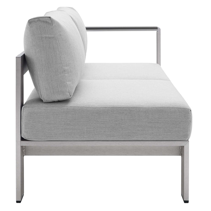 Shore Sunbrella® Fabric Aluminum Outdoor Patio Right-Arm Loveseat - detail close-up