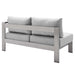 Shore Sunbrella® Fabric Aluminum Outdoor Patio Right-Arm Loveseat - in lifestyle setting