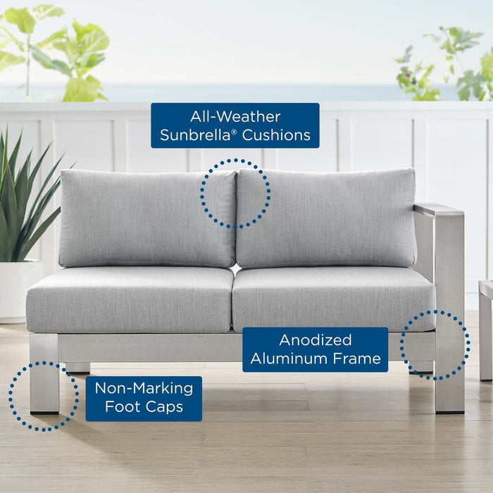 Shore Sunbrella® Fabric Aluminum Outdoor Patio Right-Arm Loveseat - view 7