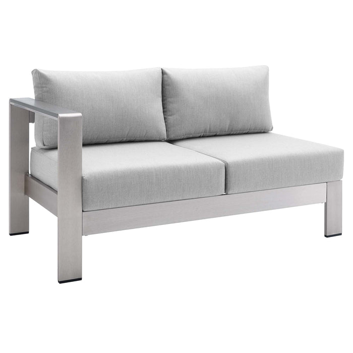 Shore Sunbrella® Fabric Aluminum Outdoor Patio Left-Arm Loveseat - alternate angle view