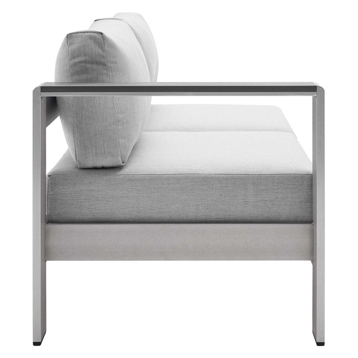 Shore Sunbrella® Fabric Aluminum Outdoor Patio Left-Arm Loveseat - detail close-up