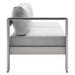 Shore Sunbrella® Fabric Aluminum Outdoor Patio Left-Arm Loveseat - detail close-up