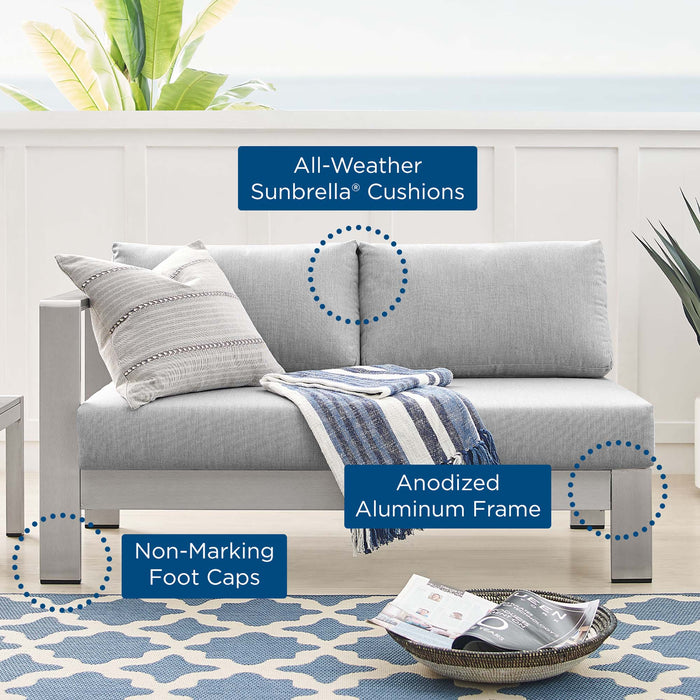 Shore Sunbrella® Fabric Aluminum Outdoor Patio Left-Arm Loveseat - view 8