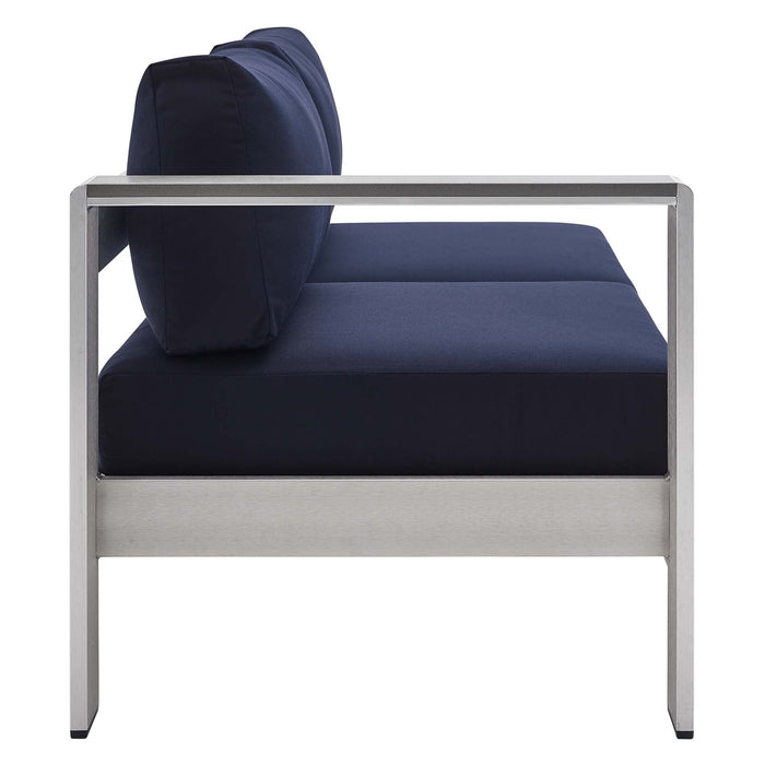 Shore Sunbrella® Fabric Aluminum Outdoor Patio Left-Arm Loveseat - view 13