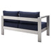 Shore Sunbrella® Fabric Aluminum Outdoor Patio Left-Arm Loveseat - view 14