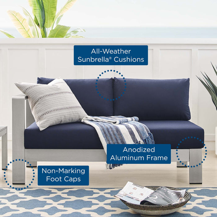 Shore Sunbrella® Fabric Aluminum Outdoor Patio Left-Arm Loveseat - view 11