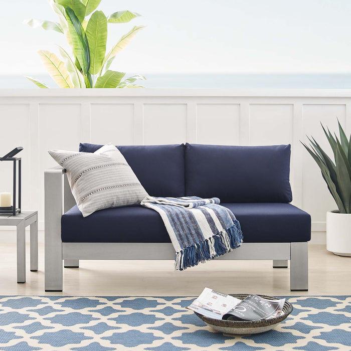 Shore Sunbrella® Fabric Aluminum Outdoor Patio Left-Arm Loveseat - view 9