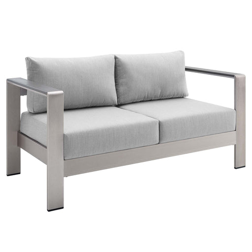 Shore Sunbrella® Fabric Aluminum Outdoor Patio Loveseat - alternate angle view