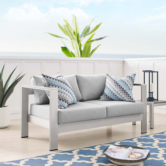 Shore Sunbrella® Fabric Aluminum Outdoor Patio Loveseat - Modway \outdoor\sofas & sectionals