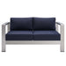 Shore Sunbrella® Fabric Aluminum Outdoor Patio Loveseat - view 14