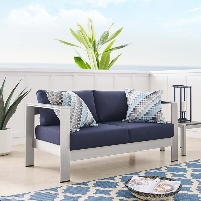 Shore Sunbrella® Fabric Aluminum Outdoor Patio Loveseat - view 9