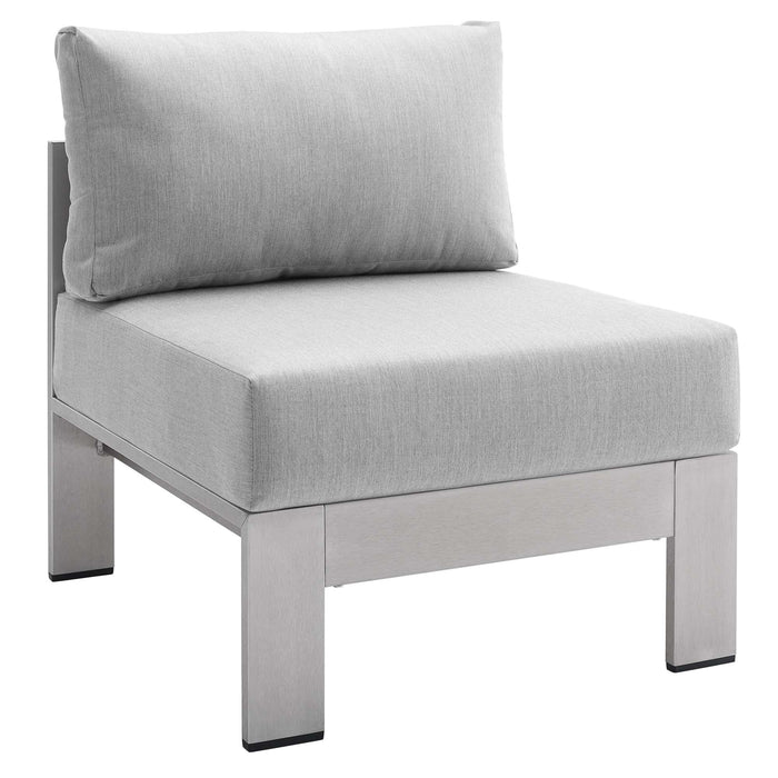 Shore Sunbrella® Fabric Aluminum Outdoor Patio Armless Chair - alternate angle view