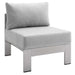 Shore Sunbrella® Fabric Aluminum Outdoor Patio Armless Chair - alternate angle view