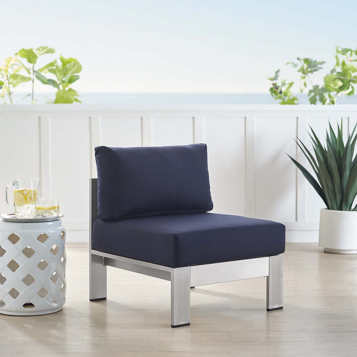 Shore Sunbrella® Fabric Aluminum Outdoor Patio Armless Chair - view 8