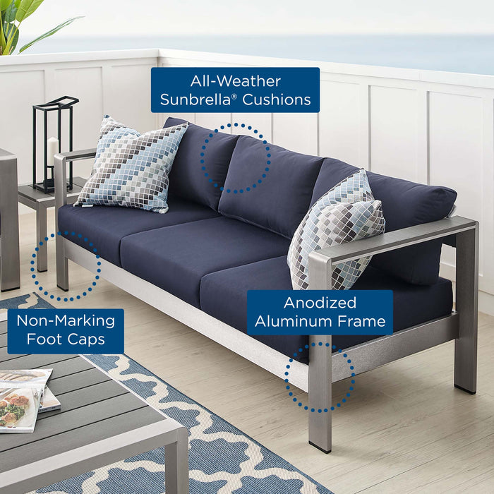 Shore Sunbrella® Fabric Aluminum Outdoor Patio Sofa - view 10