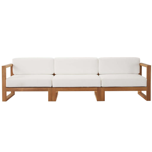 Upland Outdoor Patio Teak Wood 3-Piece Sectional Sofa Set - alternate angle view