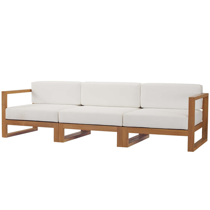 Upland Outdoor Patio Teak Wood 3-Piece Sectional Sofa Set - view 8