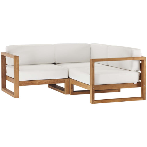 Upland Outdoor Patio Teak Wood 3-Piece Sectional Sofa Set - alternate angle view