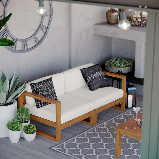 Upland Outdoor Patio Teak Wood 2-Piece Sectional Sofa Loveseat - Modway \outdoor\sofas & sectionals