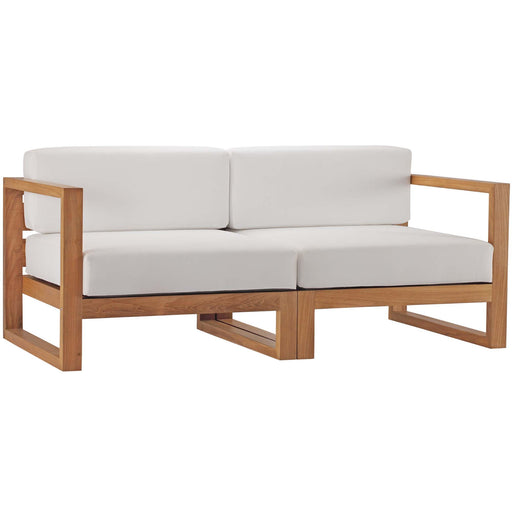 Upland Outdoor Patio Teak Wood 2-Piece Sectional Sofa Loveseat - alternate angle view