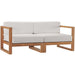 Upland Outdoor Patio Teak Wood 2-Piece Sectional Sofa Loveseat - alternate angle view