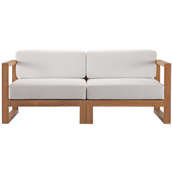 Upland Outdoor Patio Teak Wood 2-Piece Sectional Sofa Loveseat - view 9