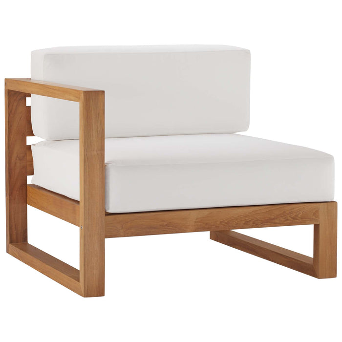 Upland Outdoor Patio Teak Wood 2-Piece Sectional Sofa Loveseat - in lifestyle setting