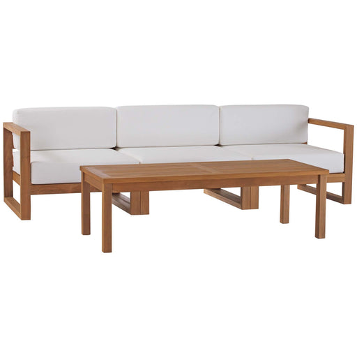 Upland Outdoor Patio Teak Wood 4-Piece Furniture Set - alternate angle view