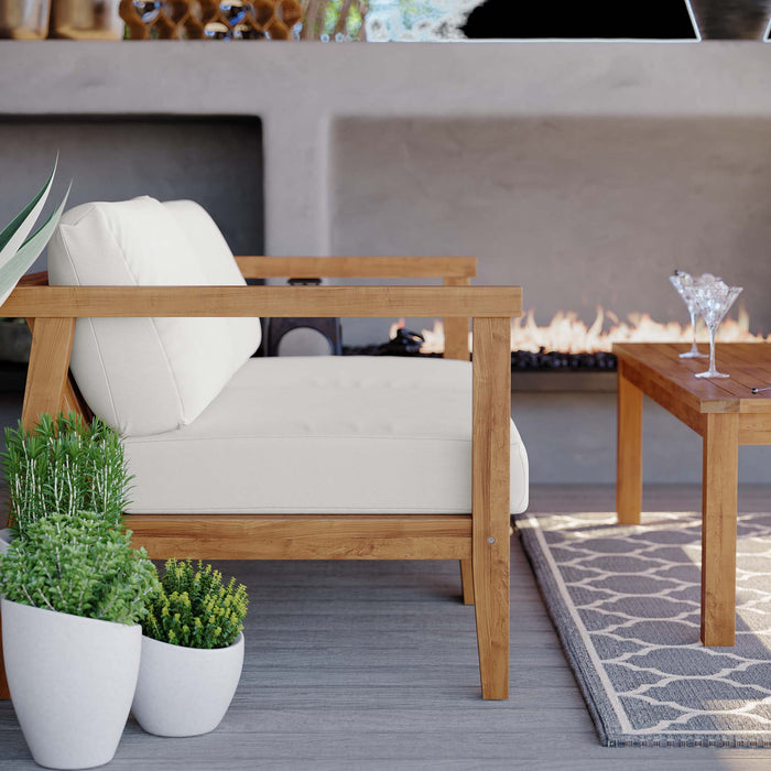 Bayport Outdoor Patio Teak Wood 2-Seater Loveseat - detail close-up