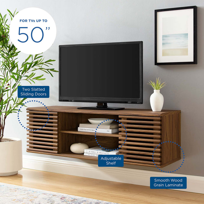 Modway Render 46" Wall-Mount Media Console TV Stand Living Room Furniture in Brown - Detail View
