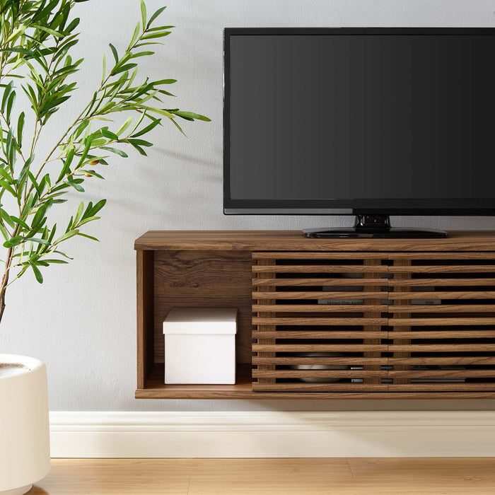 Modway Render 46" Wall-Mount Media Console TV Stand Living Room Furniture in Brown - Side View