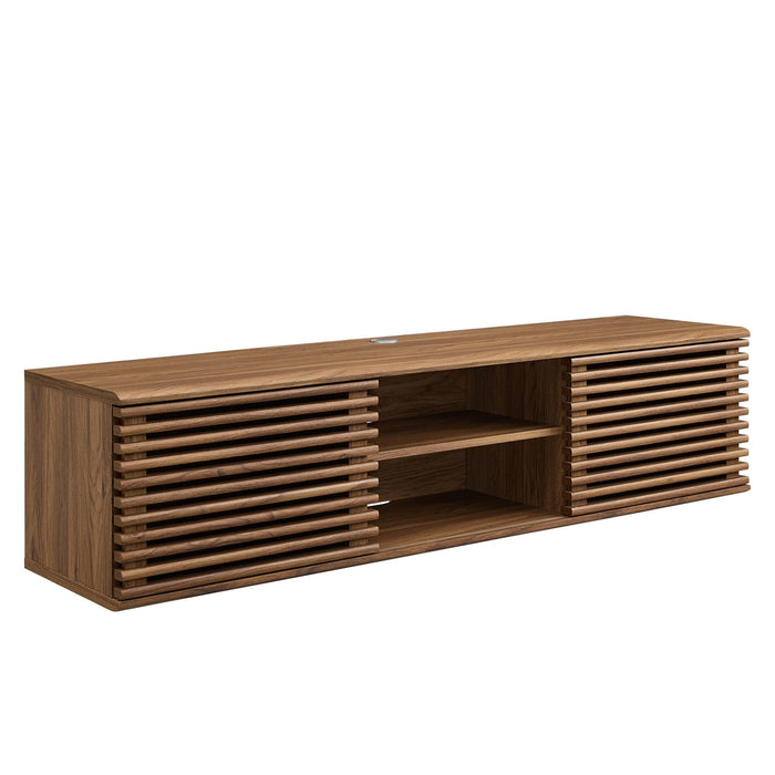 Modway Render 60" Wall-Mount Media Console TV Stand Living Room Furniture in Brown